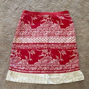 Tibi Skirt Red and White Floral Size 10